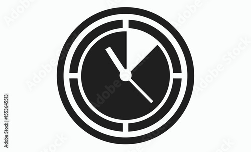 clock icon, wall clock vector, time symbol graphic, alarm watch silhouette, black white illustration








