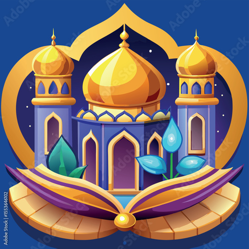 Detailed Digital Illustration of Islamic Architecture – Intricate Geometric Art Design photo