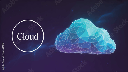 Vibrant Digital Cloud Illustration Low Poly Style