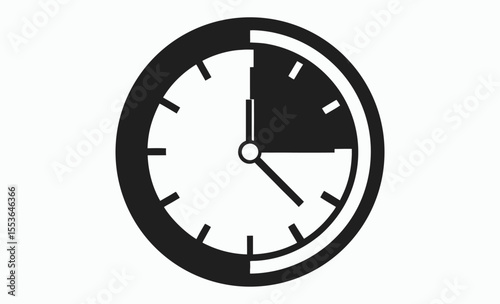 clock icon, wall clock vector, time symbol graphic, alarm watch silhouette, black white illustration







