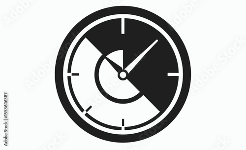 clock icon, wall clock vector, time symbol graphic, alarm watch silhouette, black white illustration







