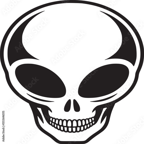 Alien skull vector graphic illustration for halloween design or space theme projects and designs silhouette