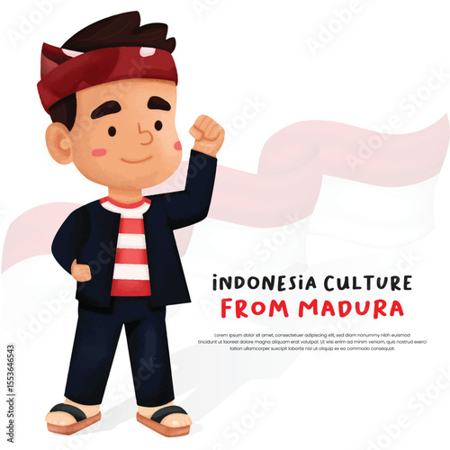 Cute Indonesian children's characters with Maudra culture