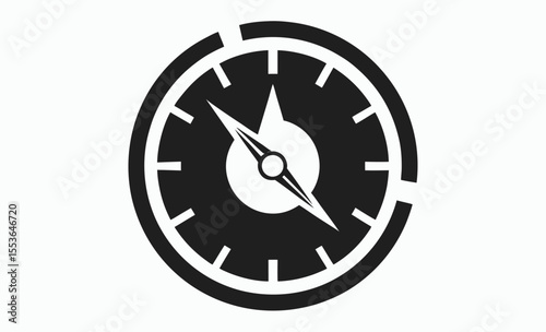 clock icon, wall clock vector, time symbol graphic, alarm watch silhouette, black white illustration








