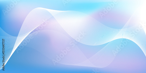 Abstract blue gradient background with shining lines waves. Minimalist background for banner, poster, cover, brochure, flyer, website