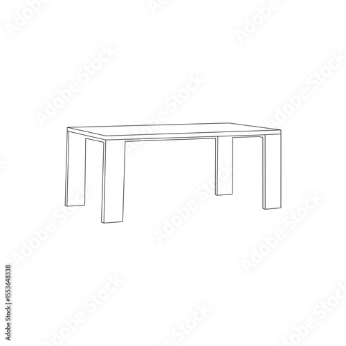 Simple line drawing of a rectangular dining table.