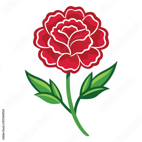 Elegant Carnation Flower Illustration. Delicate line art vector for botanical branding and romantic invitations.