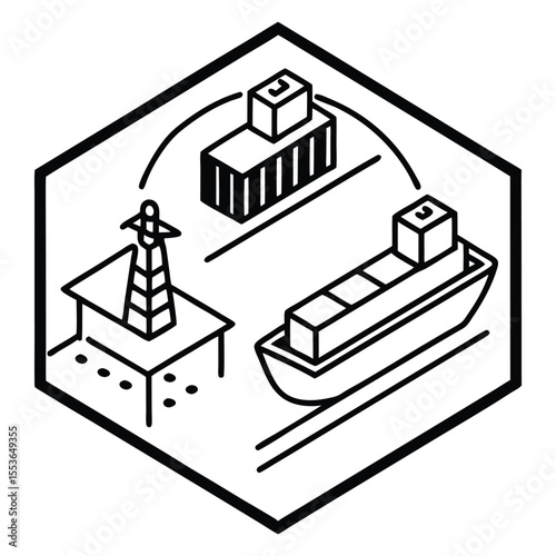 Sea container terminal. Ship-to-shore, and storage containers zone, which is represented the work rtg and sts cranes and related equipment, terminal tractors and container handler 