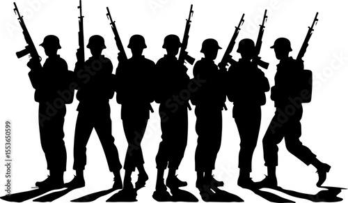 American soldiers, military, army, marching, vector bundle