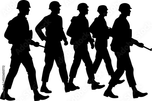 American soldiers, military, army, marching, vector bundle