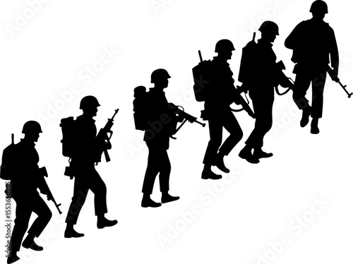 American soldiers, military, army, marching, vector bundle