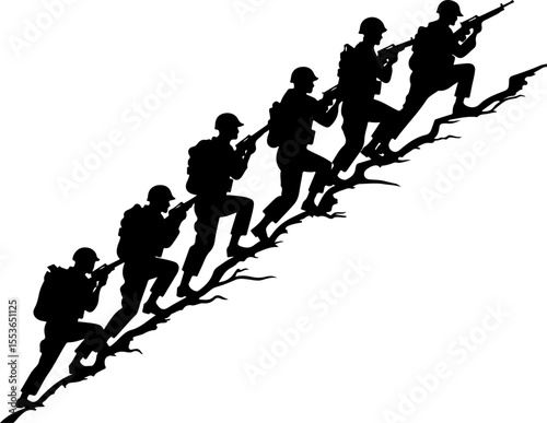 American soldiers, military, army, marching, vector bundle