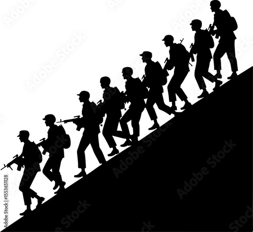 American soldiers, military, army, marching, vector bundle