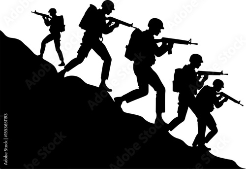 American soldiers, military, army, marching, vector bundle