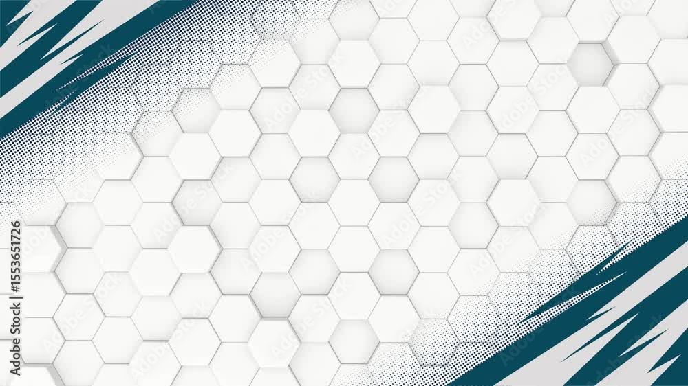 Modern hexagonal pattern background with dynamic teal accents and dotted texture