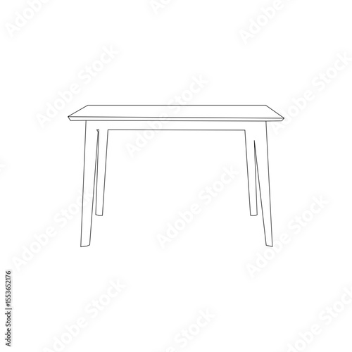 Clean line drawing of a modern dining table.