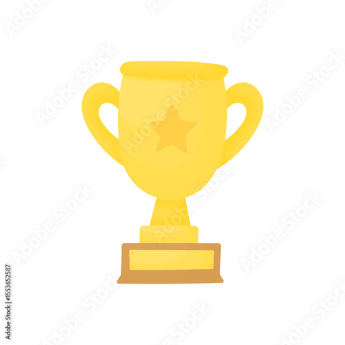 Hand drawn gold cup. Award for the winner. Competition victory concept.