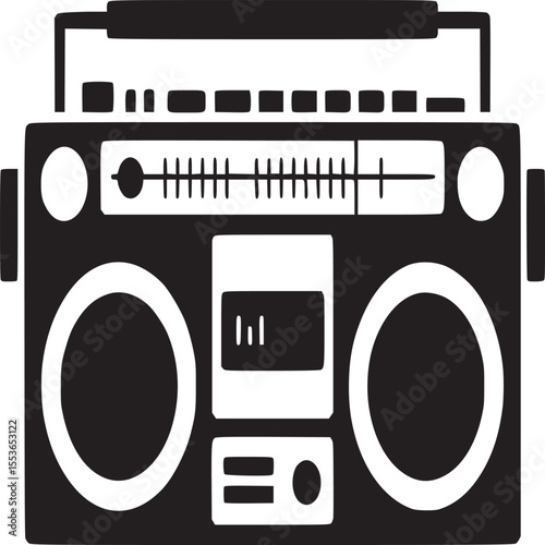 Boombox vector illustration retro ghetto blaster portable radio cassette player stereo music audio equipment silhouette