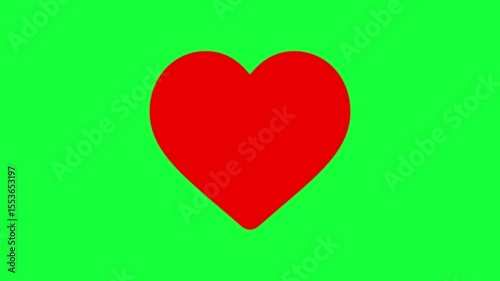 red heart on green background 4k