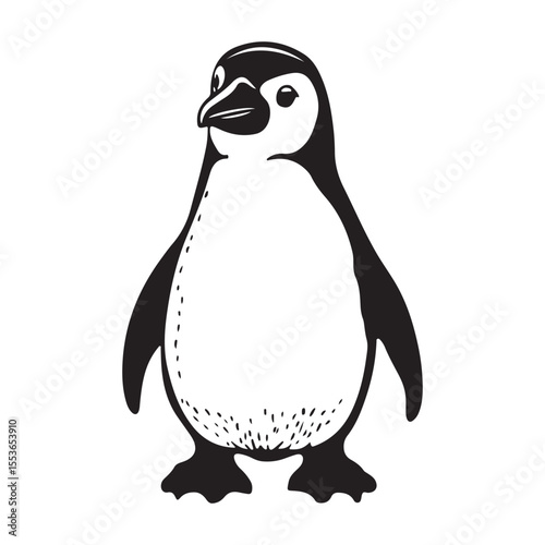 Penguin standing silhouette, Penguin vector illustration art