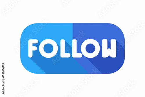Modern blue follow button with long shadow effect