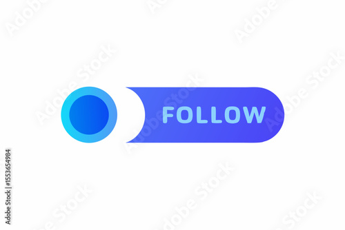 Modern blue gradient follow button with play icon