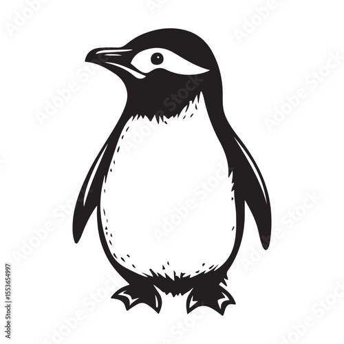 Penguin standing silhouette, Penguin vector illustration art