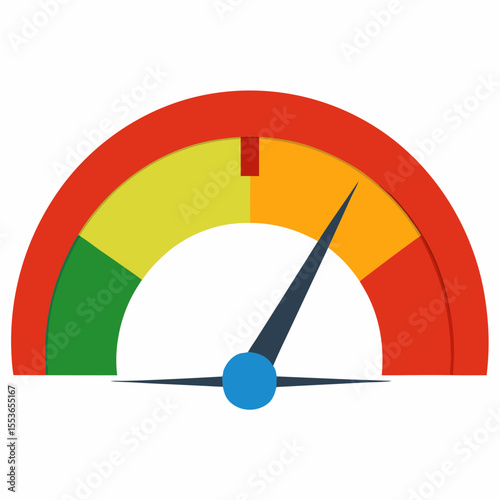 Speedometer with colored zones indicating performance levels
