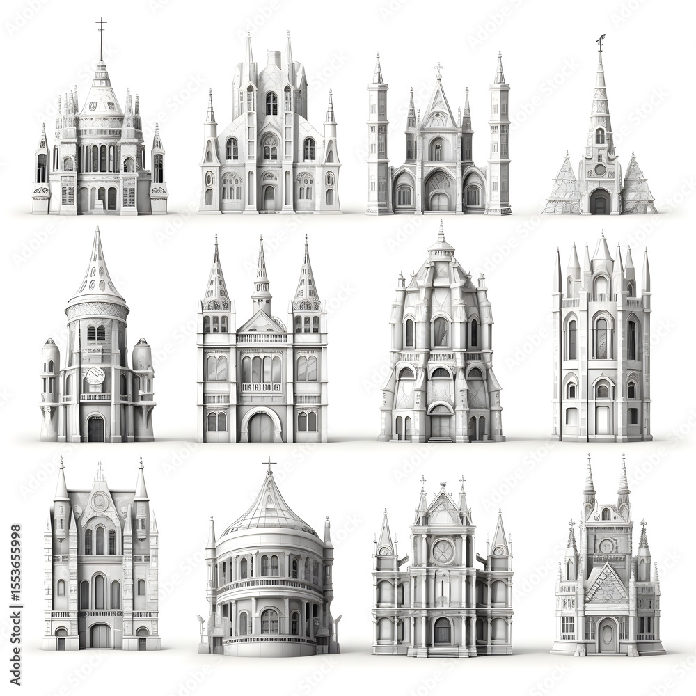 Obraz premium Classic architecture collection with ornate facades and historical styles.