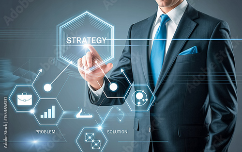 Future Business Strategy Interactive Holographic Interface