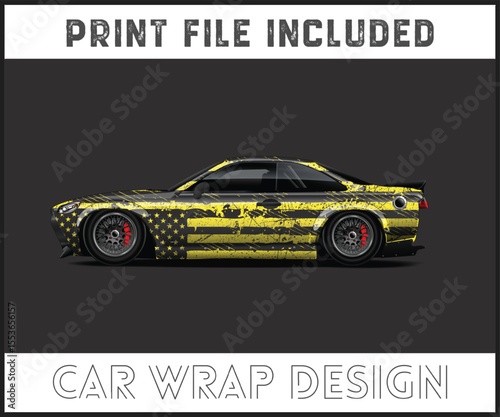American Flag Car Wrap Design with Print File