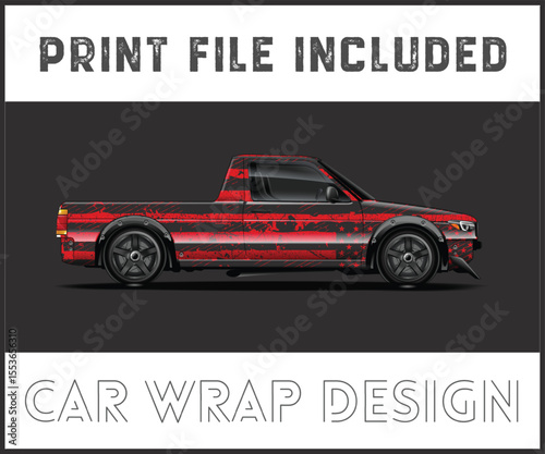 Red and Black Car Wrap Design with Print File Included