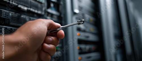 Wallpaper Mural Technician hand holding server rack key in data center for maintenance and security Concept of information technology, cybersecurity, and system administration Torontodigital.ca