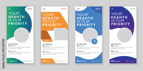 Bundle Medical Roll Up, DL ​​Flyer, and Rack Card Design Template for Your Business