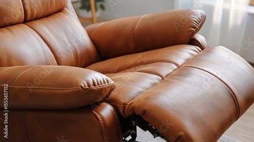 Leather recliner chair in brown finish for comfort and elegance