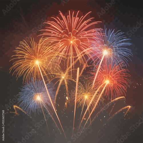 Vibrant display of colorful fireworks exploding in the night sky