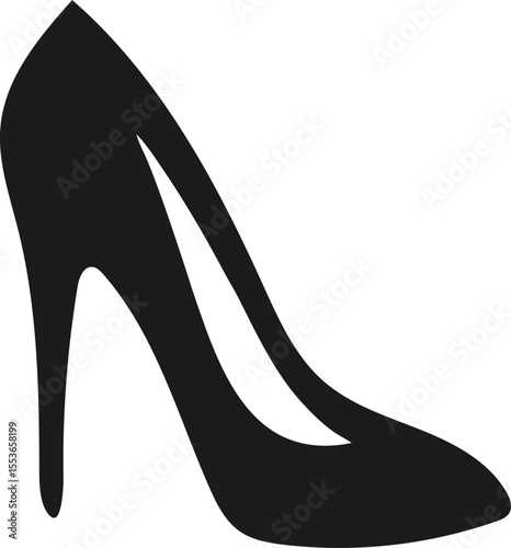 high heel shoe silhouette in black and white design