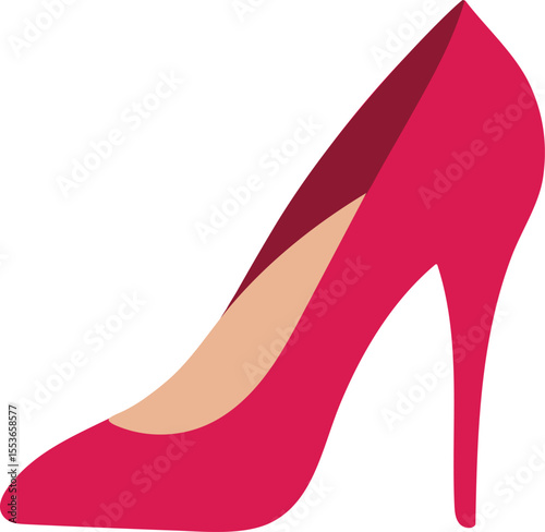 high heel shoe in pink color isolated on white background