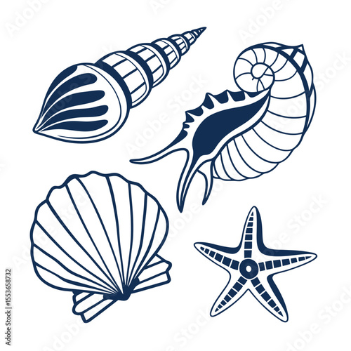 "Silhouette Shell Illustrations – Various Ocean Shell Vector Collection in EPS Format"

