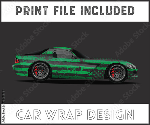 Green and Black Car Wrap Design with Print File Included