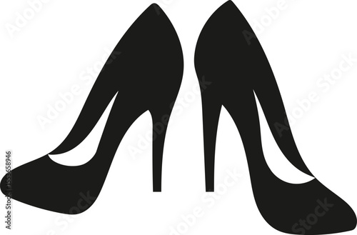 High Heel Shoes Silhouette in Black and White