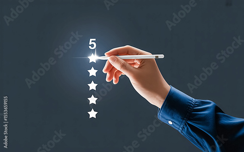 Five-Star Customer Satisfaction Rating Review Concept