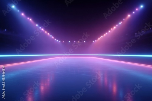 Neon Lights Ice Skating Rink Stage Background