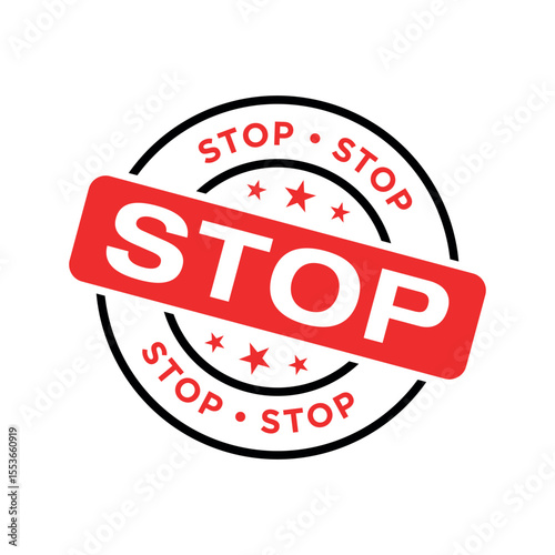 Stop Letter Rubber Stamp Vector Template