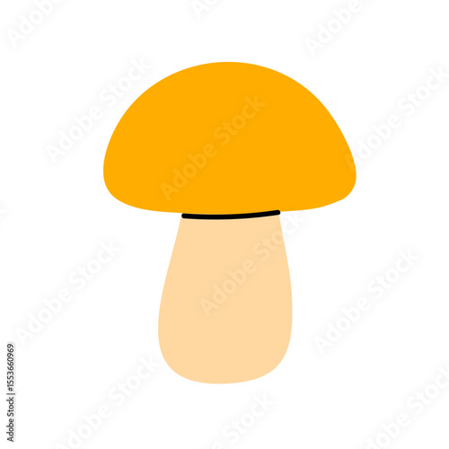 Bright yellow mushroom with a smooth cap and light stem on white background