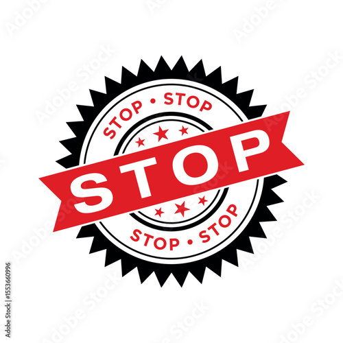 Stop Letter Rubber Stamp Vector Template