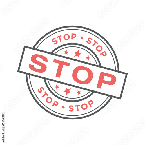 Stop Letter Rubber Stamp Vector Template