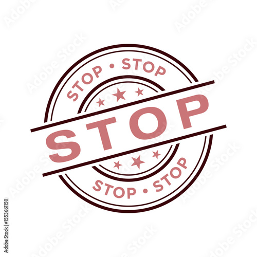 Stop Letter Rubber Stamp Vector Template