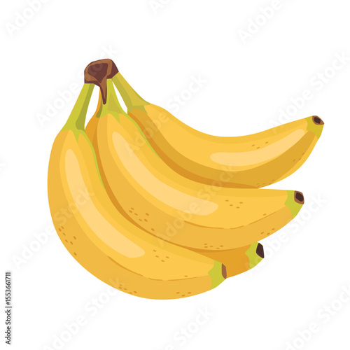 Vector bunch of bananas, cartoon flat illustration of three yellow tropical fruit isolated of white background