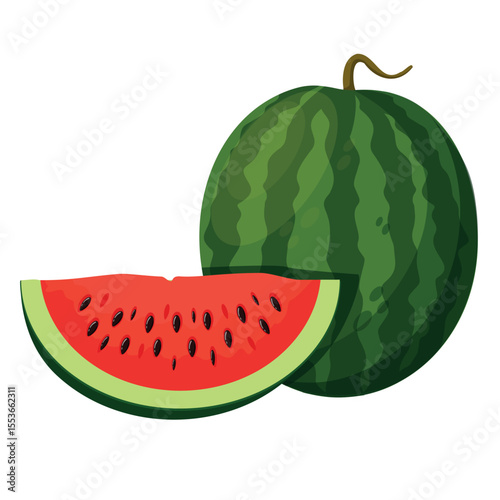 Cartoon illustration of watermelon. fruit isolated of white background.